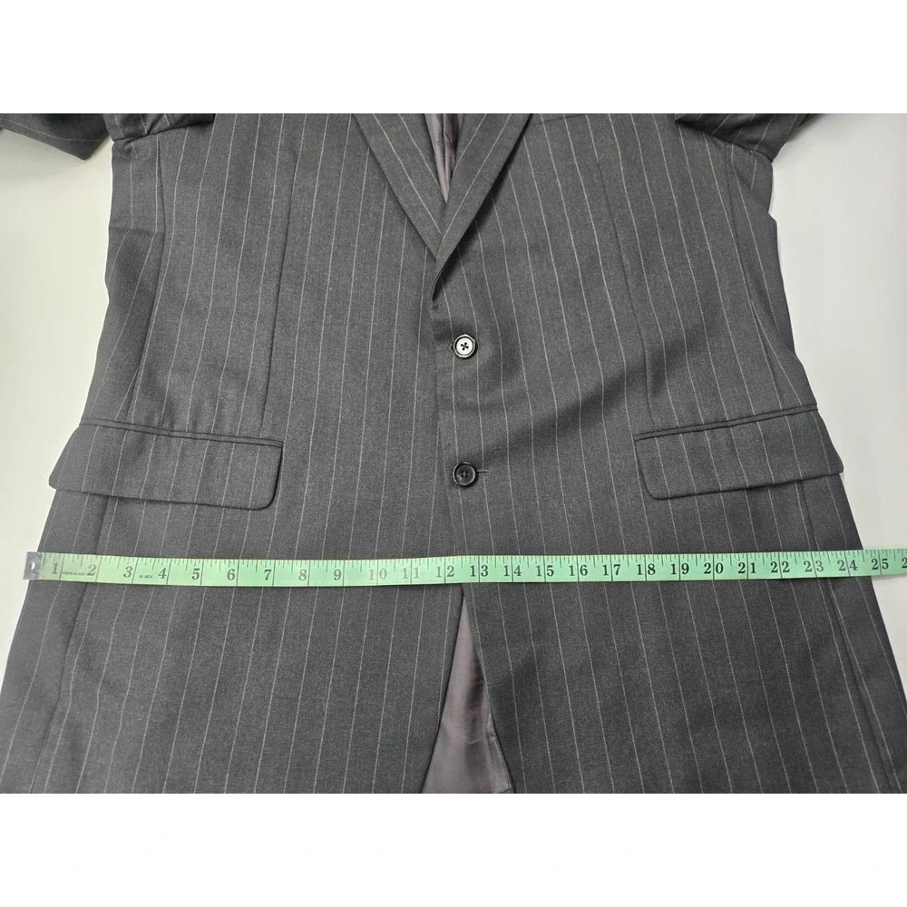 Loro Piana Super 130s Hickey Freeman Madison Wool Blazer Blk/Wht Stripe Size 46L